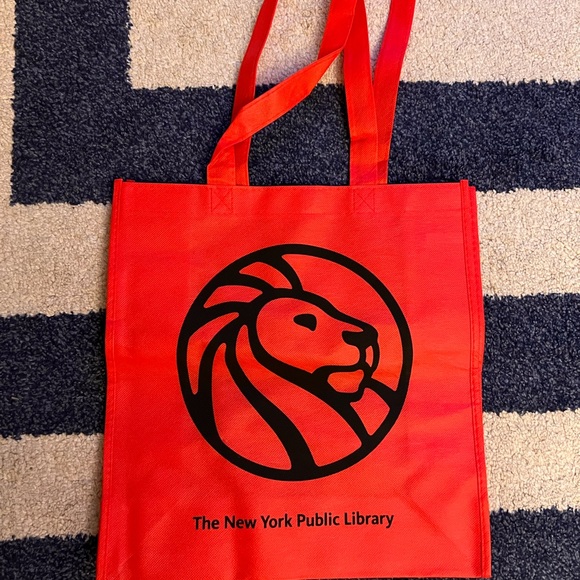 New York Public Library NYPL Red 125 Birthday Anniversary Lion Tote Bag - Picture 1 of 6